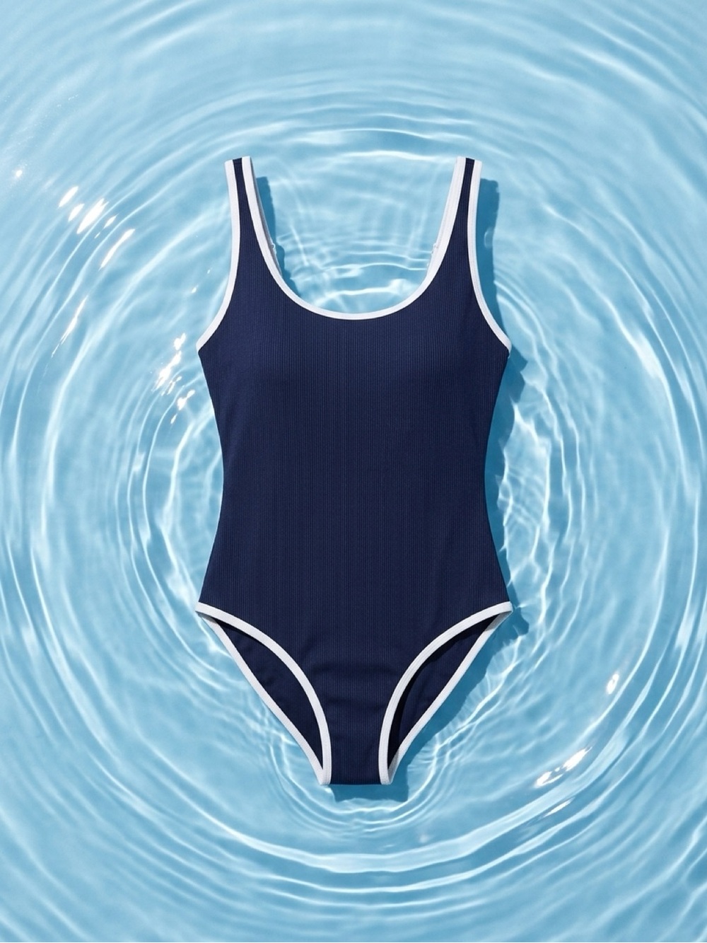 Amazon Navy One-Piece Swimsuit with White Trim